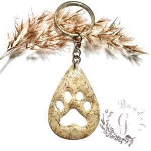 Schlüsselanhänger mit Tierhaar Design Tropfen mit Pfote