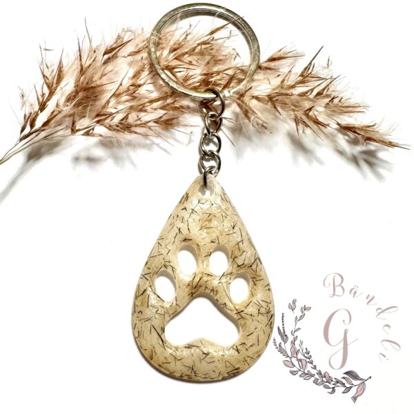 Schlüsselanhänger mit Tierhaar Design Tropfen mit Pfote