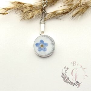 Halskette Blume mit silber Glitzer