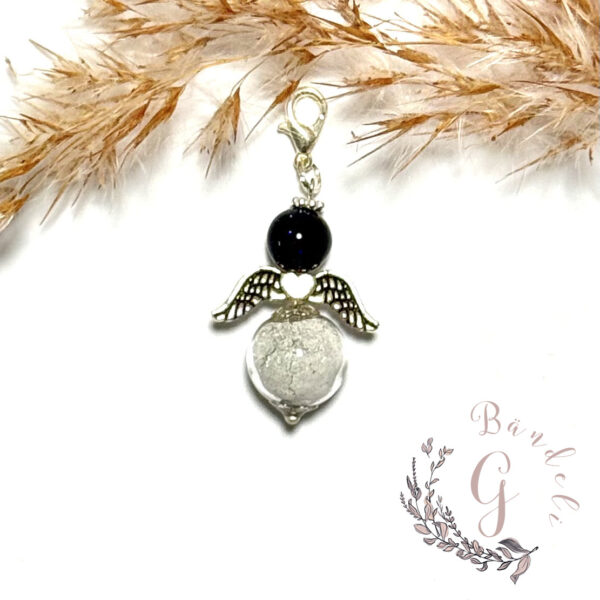 Engeli Anhänger dunkel Glitzer mit Asche als Andenken. Erinnerungsschmuck selbstgemacht und mit viel Liebe erstellt. Engel Bedeutung Symbol der Hoffnung und des Schutzes.