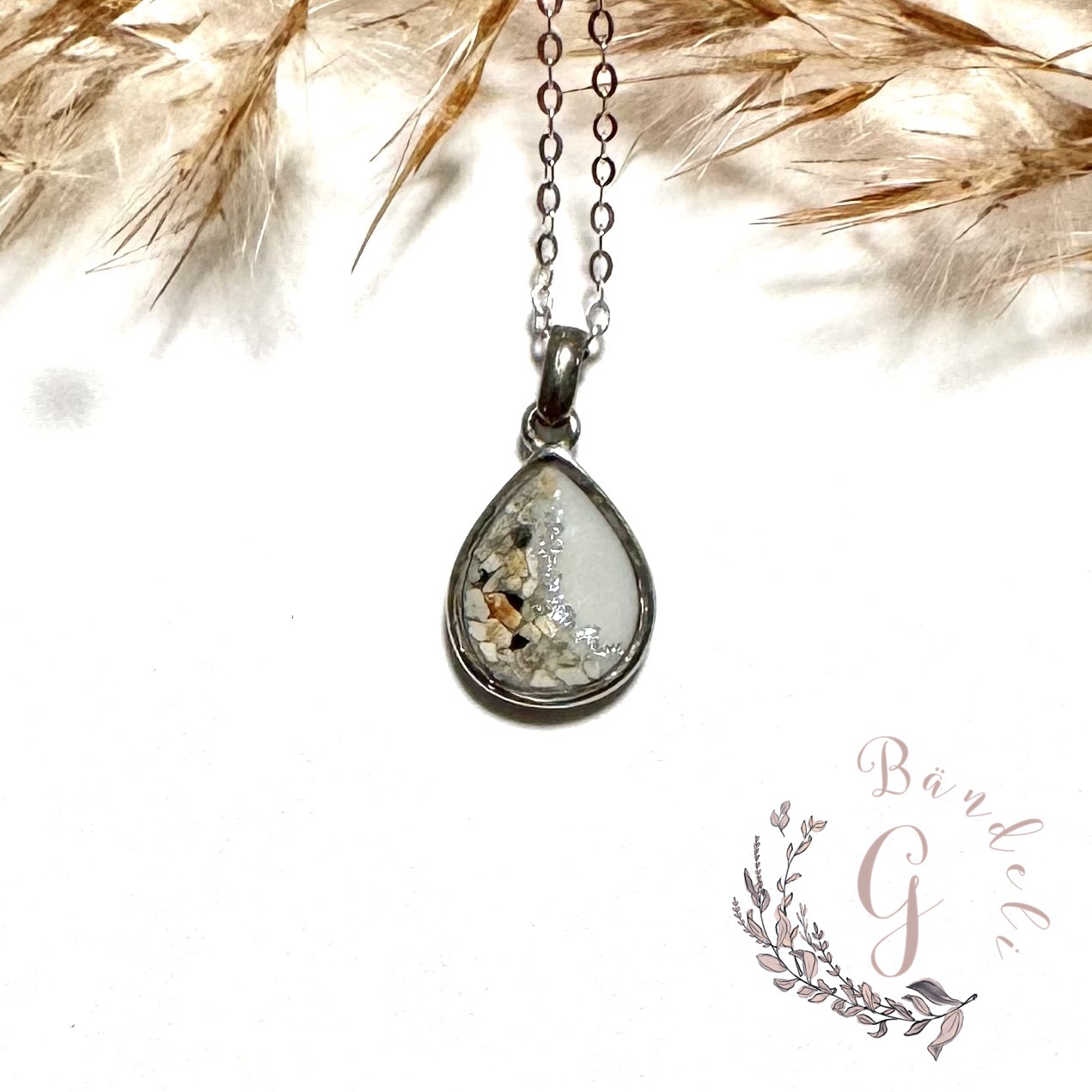 „NEU“ Tropfen mit glitzerrand Edelstahl Weissgold platiert Asche (auch in Rosegold und Gold möglich)